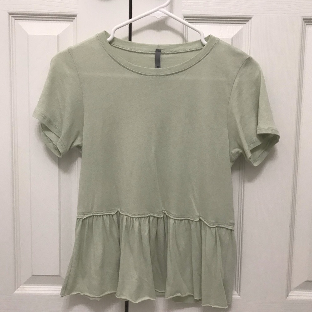 minty light green Tilly’s peplum tee